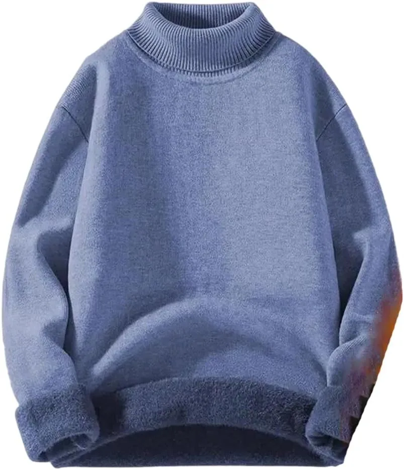 

Мужской зимний водолазка свитер вязаный флис теплый с длинным рукавом