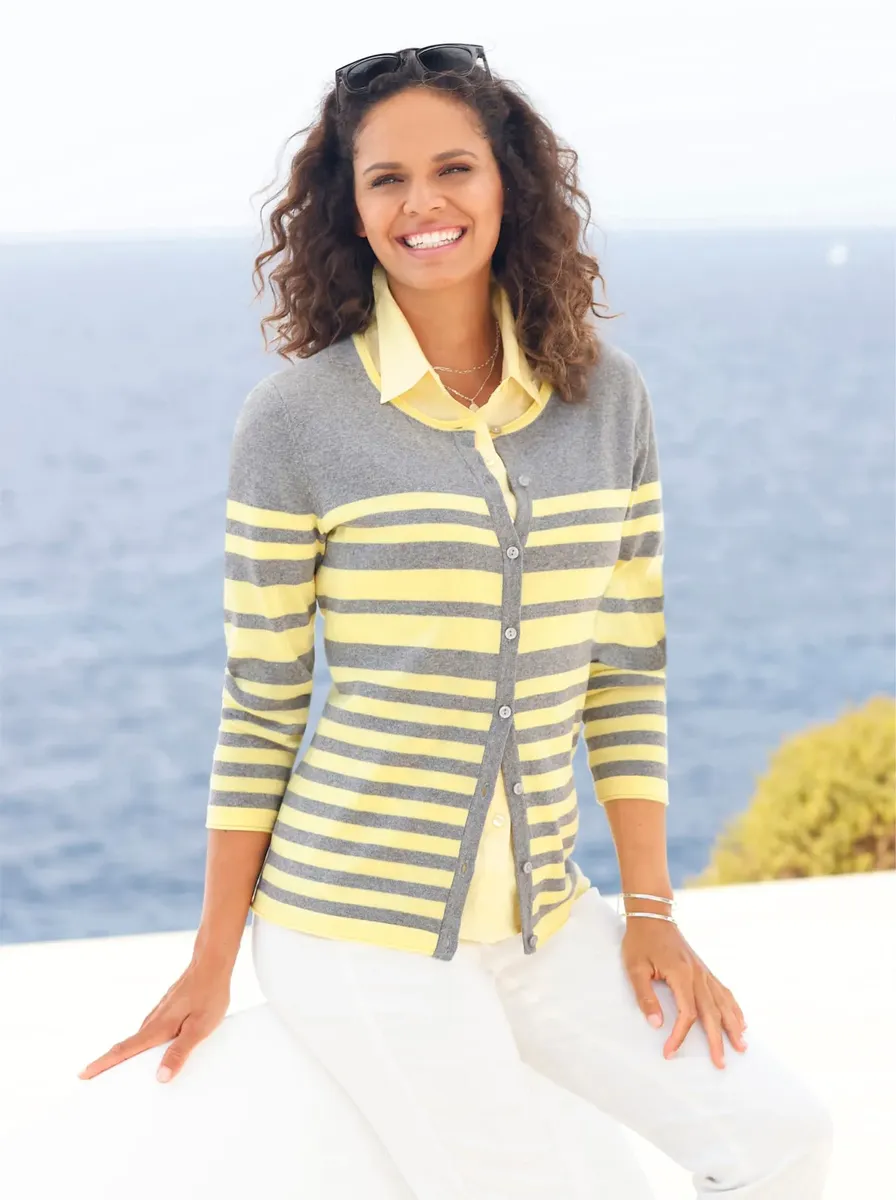 

Кардиган в стиле casual Casual Looks, цвет Zitrone-Geringelt