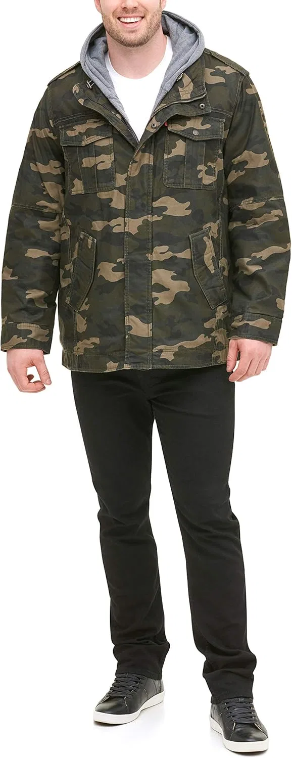 Куртка военная хлопковая Levi's, камуфляж/шерпа — фото 4
