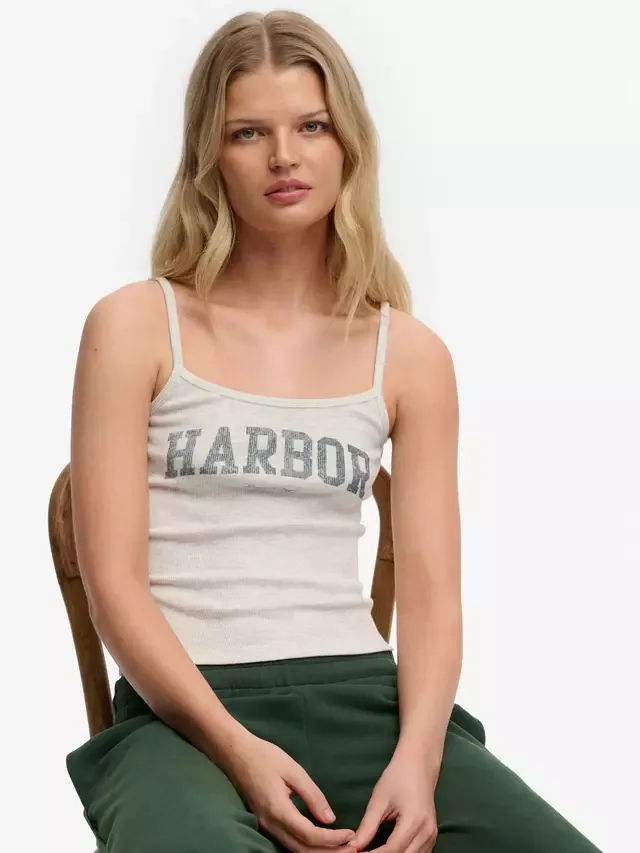 Спортивный топ с графическим принтом, светло-серый меланж Superdry — фото 4