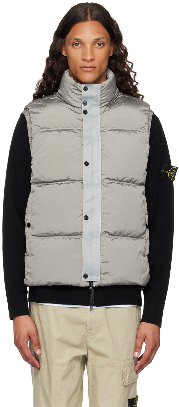 

Жилет из серого нейлона и металла Stone Island