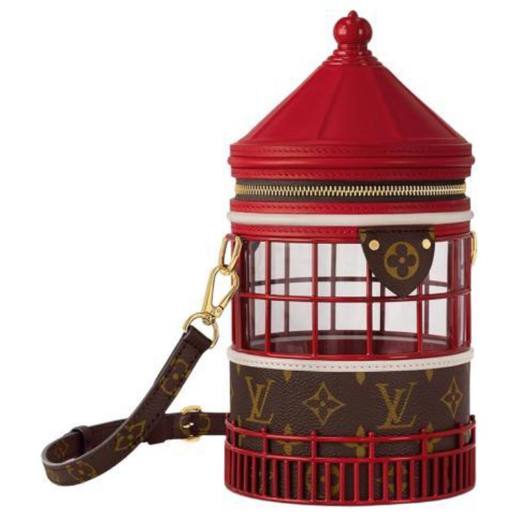 

LOUIS VUITTON Phare Coated Canvas с кожаной наплечной сумкой, кроссбоди женская красная и коричневая