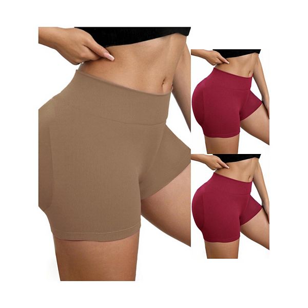 

3 пары женских корректирующих шорт для похудения и фитнеса Inspire Chic, Rose Pink Khaki