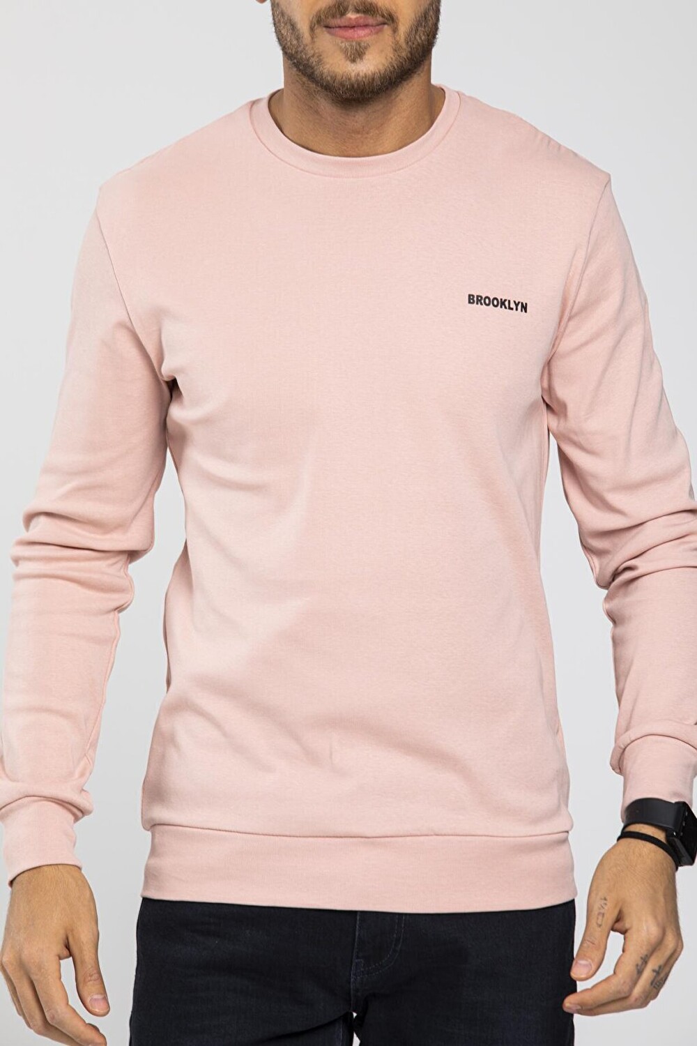

Тонкая мужская толстовка Slim Fit с круглым вырезом и длинными рукавами SPR2019K18 Süperlife, пудрово-розовый