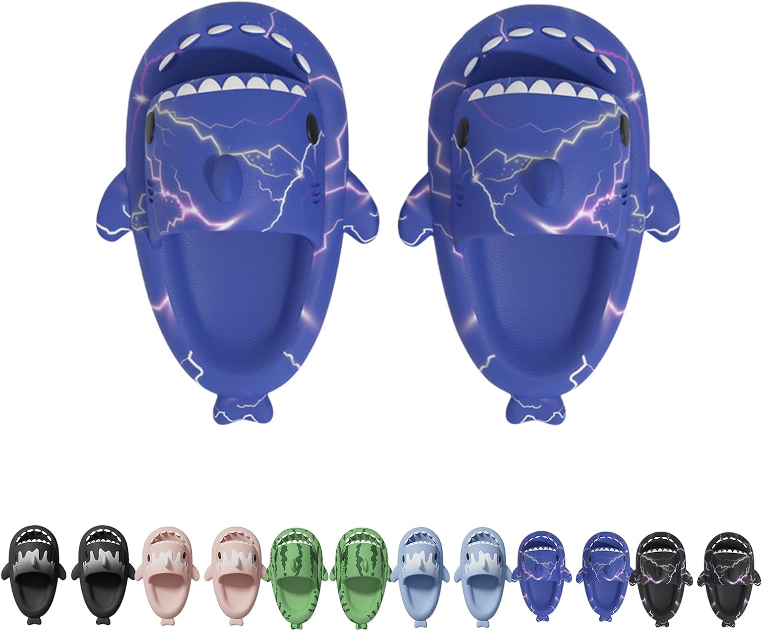 

Шлепанцы с изображением акулы, рождественские шлепанцы с акулой, шлепанцы с акулой на Хэллоуин, мультяшные нескользящие шлепанцы с толстой подошвой для женщин и мужчин Generic, темно-синий