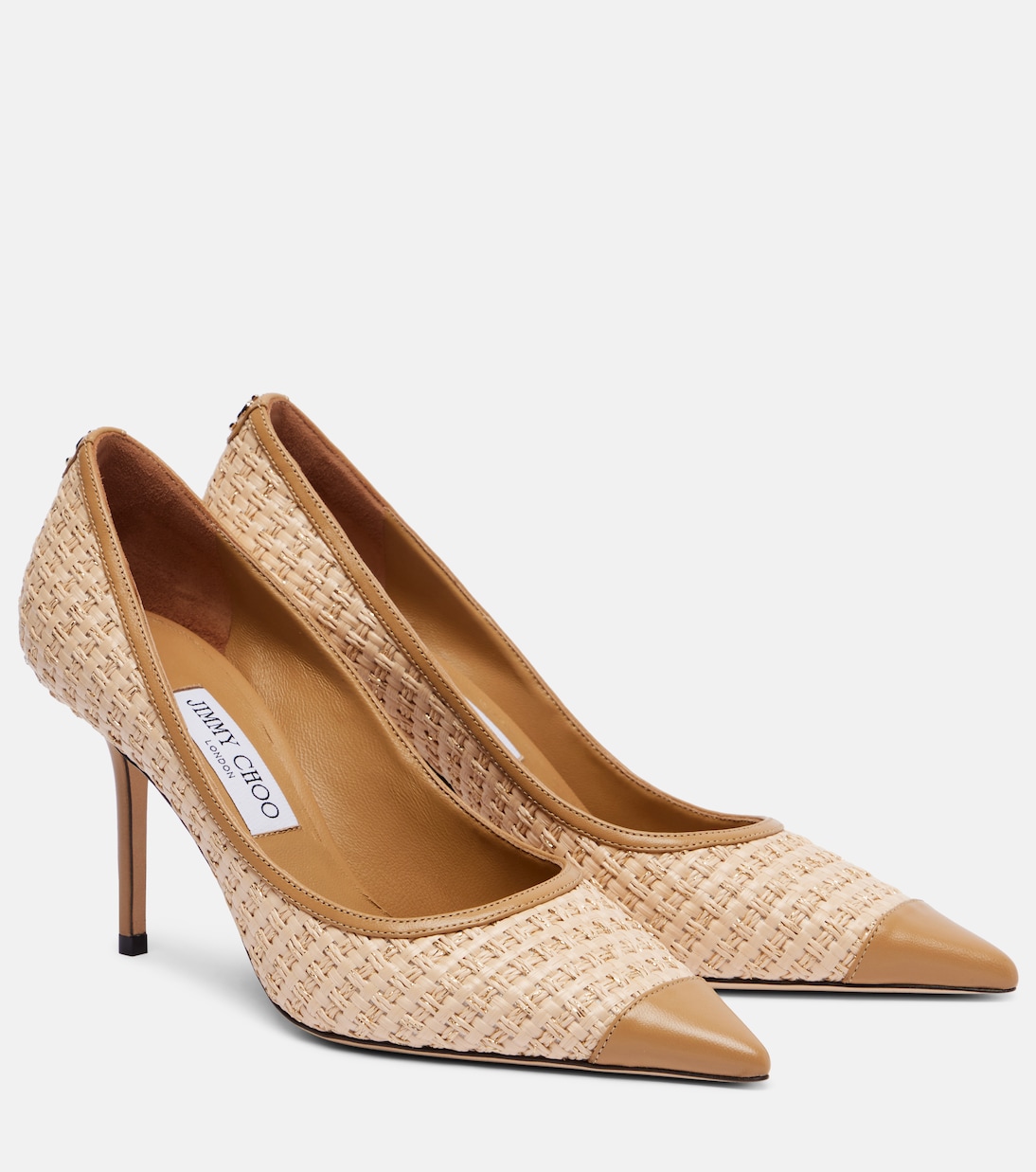 Туфли Love 85 с отделкой из кожи и рафии Jimmy Choo, Cappuccino/ Natural