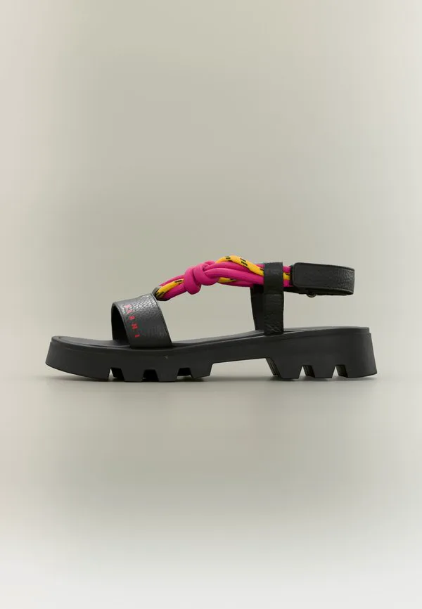 Сандалии Marni, Black/Fuxia/Yellow