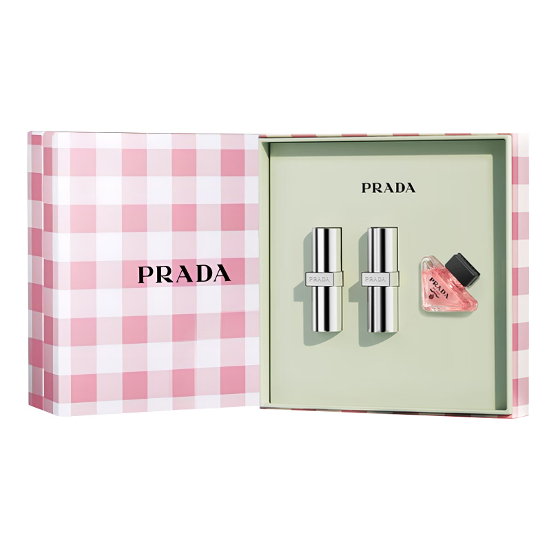 

Ограниченная серия набор двойная помада+пробник парфюма легко растушевывающая помада выравнивающая тон кожи 3.8g+3.8g+7ml PRADA