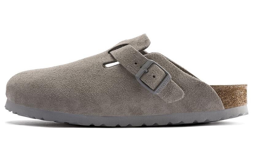Сабо Boston Soft Footbed Suede Stone Coin Birkenstock, цвет Lime Gray