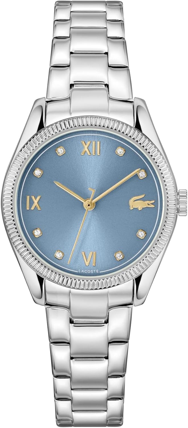 

Lacoste Parisienne женские часы 3H Quartz, браслет из нержавеющей стали - современный, классический хронометр - подарок для нее, Silver-Blue