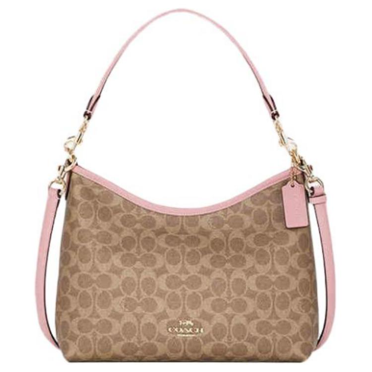 

COACH Laurel PVC сумка через плечо, кроссбоди, большая женская сумка Tan & Pink