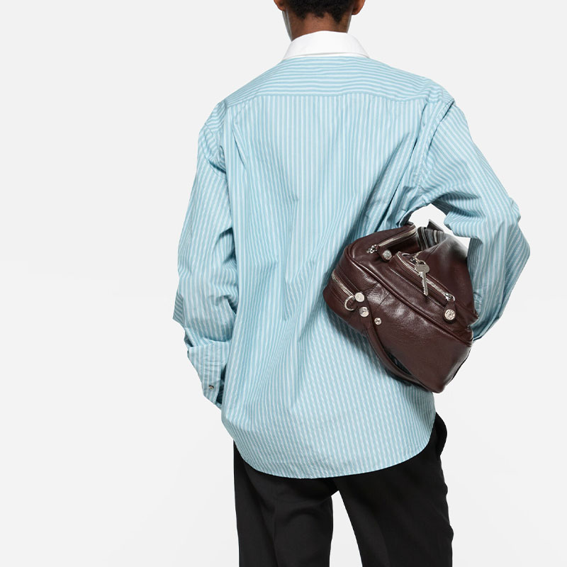 Acne Studios Рубашки унисекс, бирюзовые, с голубым лацканом, средней толщины — фото 4