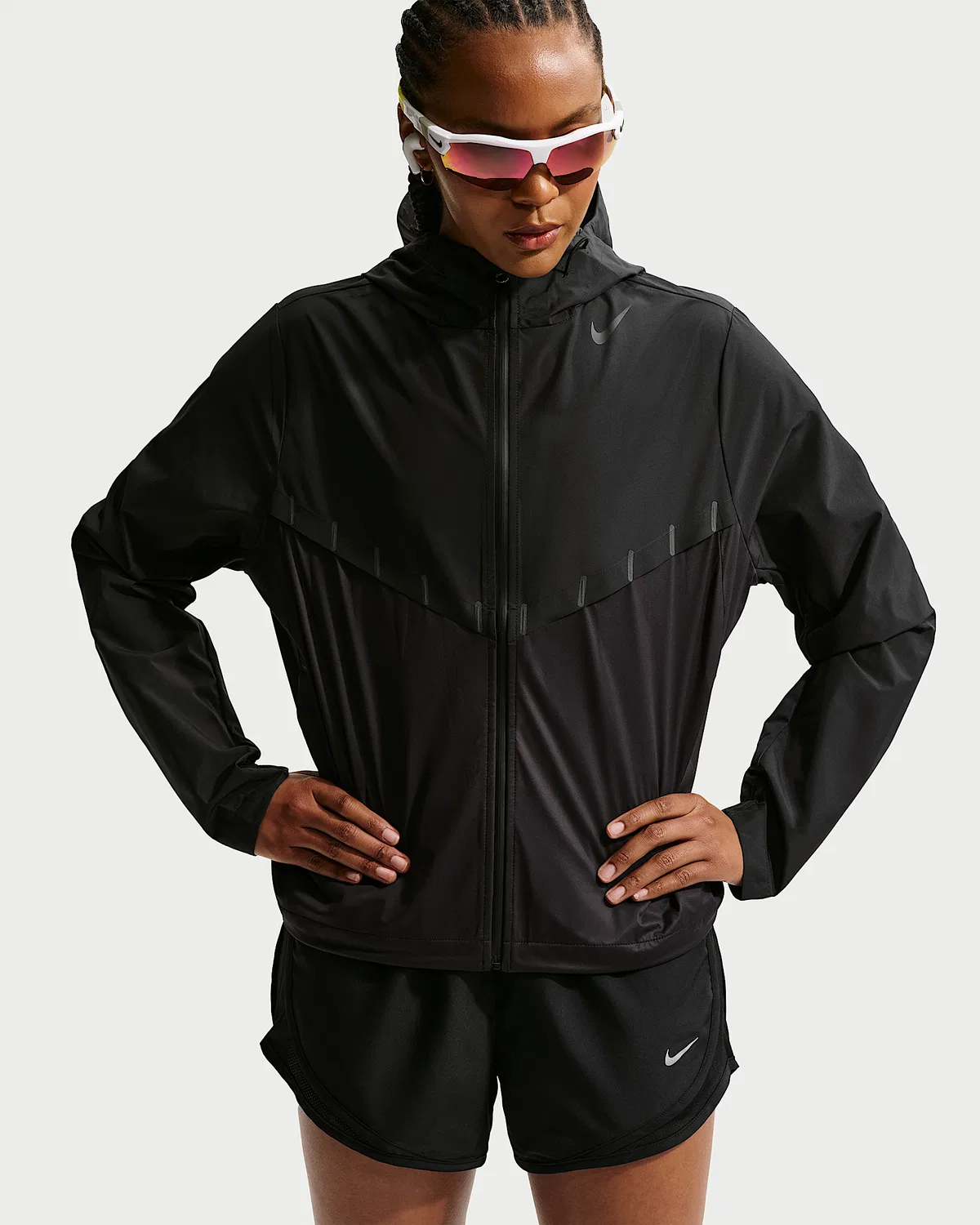 Женская ветрозащитная куртка для бега Nike AeroSwift Aerogami Storm-FIT, Black/Black — фото 3