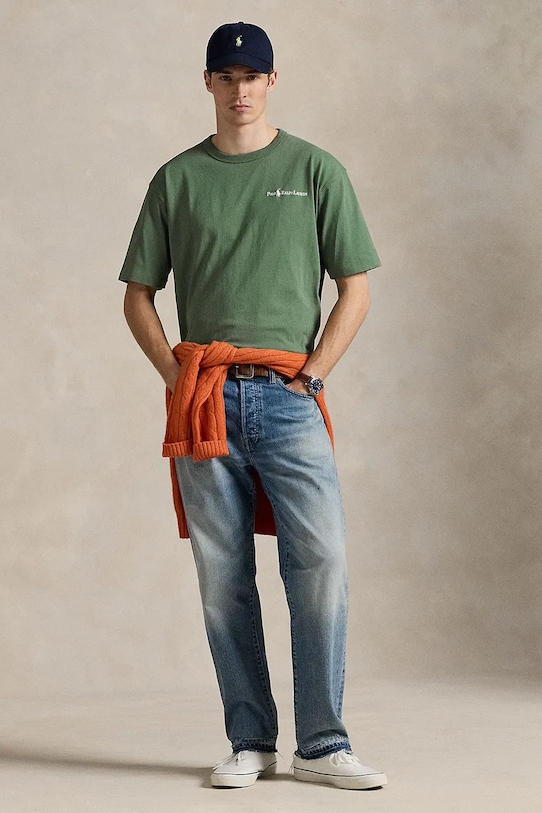 Хлопковая футболка Tee Polo Ralph Lauren, зеленый — фото 3