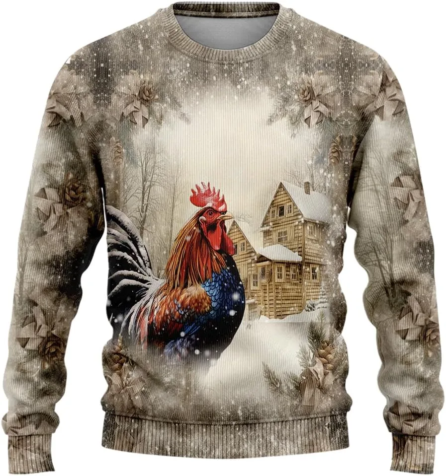 

Свитер с 3D принтом "Ферма" для женщин, Ugly Christmas Sweatshirt (HN-SW16) HANZSPROUT