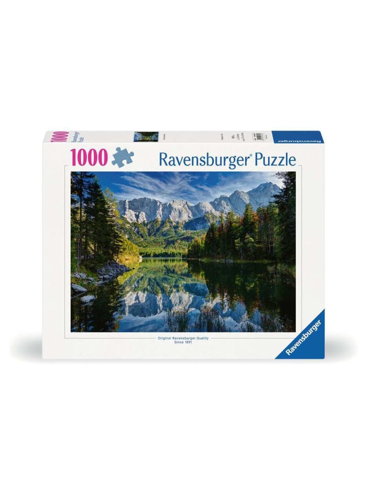 

Пазл Ravensburger из 1000 деталей: озеро Эйбзее с горами Веттерштайн и вершиной Цугшпитце в красочном исполнении