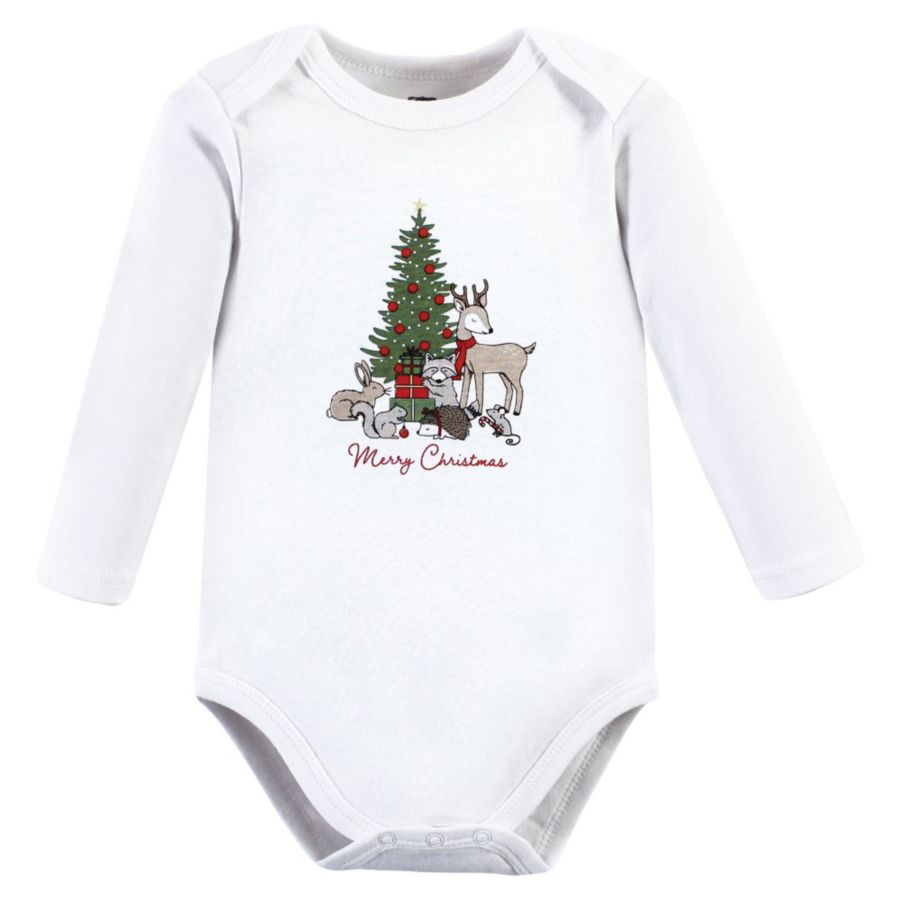 Хлопковый комбинезон с длинными рукавами на каждый день Hudson Baby, Christmas forest 3-pack — фото 2