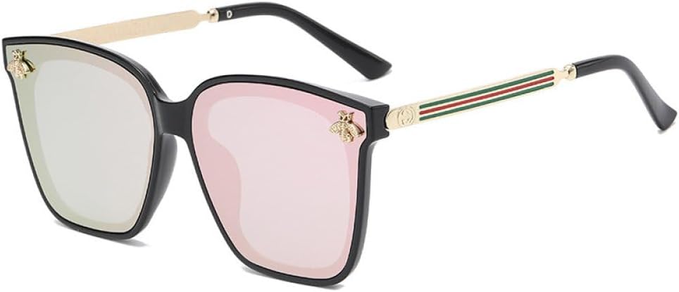 

Модные женские солнцезащитные очки большого размера с квадратной оправой в виде пчелы, солнцезащитные очки с градиентным покрытием, зеркальные очки для женщин, защита от УФ-излучения UV400 MTZJH, Black Pink