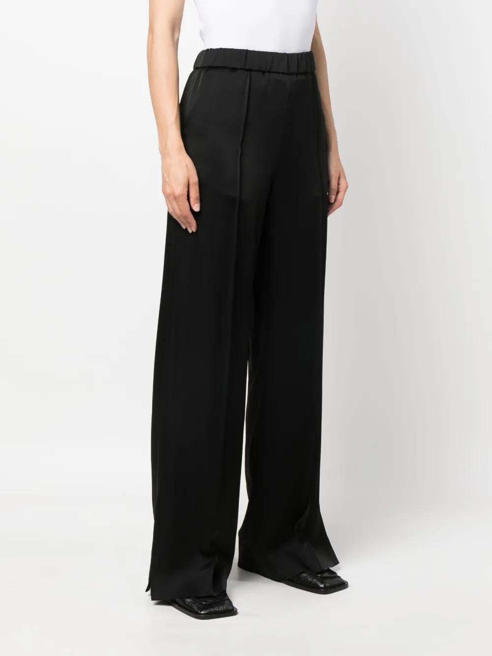 Атласные брюки широкого кроя JIL SANDER, черный — фото 3
