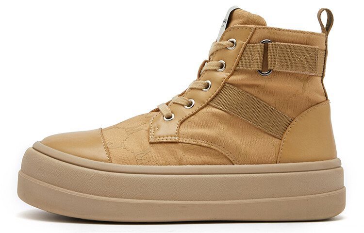 

Кеды, скейтборд обувь женская высокая верблюжья Joy&Mario, коричневый