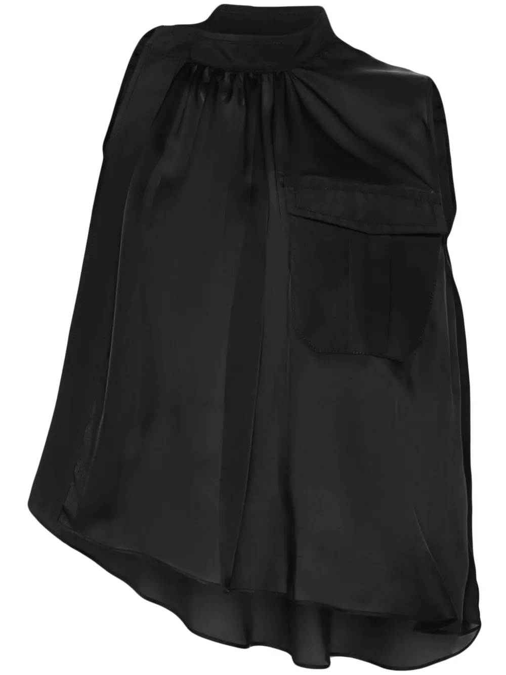 

Атласный топ асимметричного кроя SACAI, черный