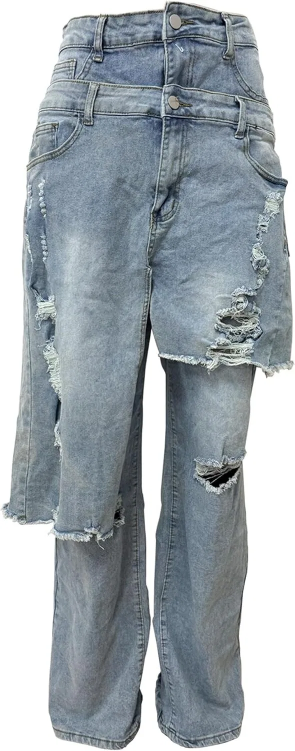 Джинсы женские Patchwork, Light Blue — фото 4