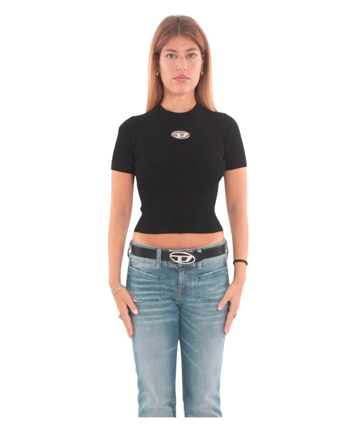 

Ребристый свитер M-Valari с коротким рукавом Diesel, черный