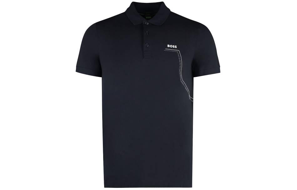 

Футболка поло с коротким рукавом и принтом логотипа Boss HUGO BOSS, черная