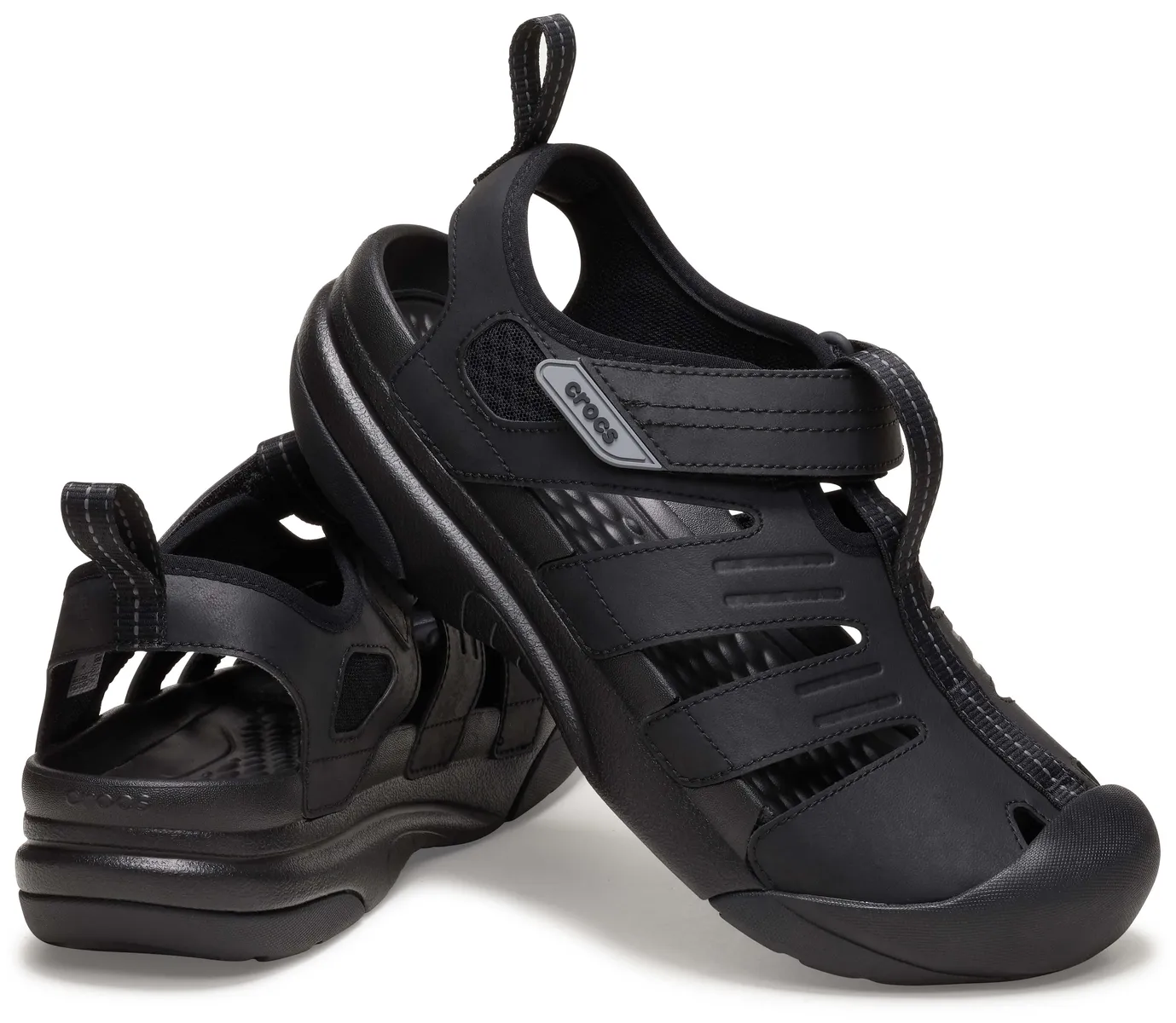 Сандалии Crocs "Юкон Рыбак", полуботинки, тапочки, трекинговая обувь на практичной застежке-липучке, черный — фото 2