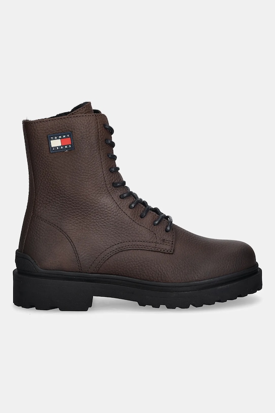 Ботинки TJM LACE UP TUMBLED HIGH из кожи Tommy Jeans, коричневый — фото 2