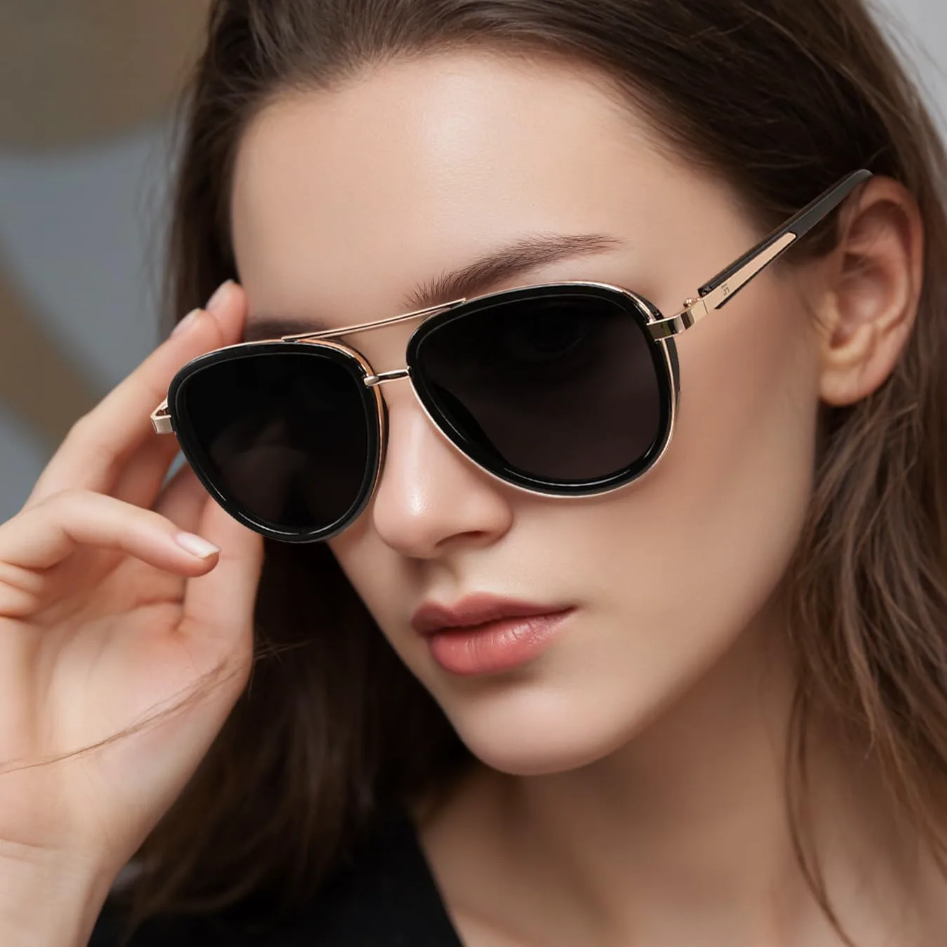 

Солнцезащитные очки-авиаторы FEISEDY в стиле ретро с поляризацией, винтажные квадратные солнцезащитные очки классического дизайна, артикул B0259, Black/Black