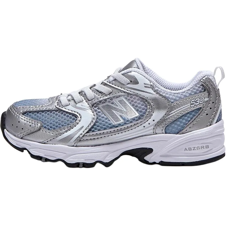 NB 530 Cushioning Abrasion Resistant Low top детские кроссовки для бега, возраст 3-7 лет New Balance, серебро/белый/синий