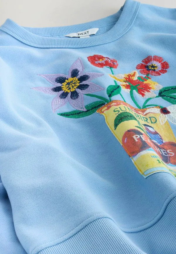 Толстовка Next, Pale Blue Embroidered Tinned Flowers Graphic — фото 2