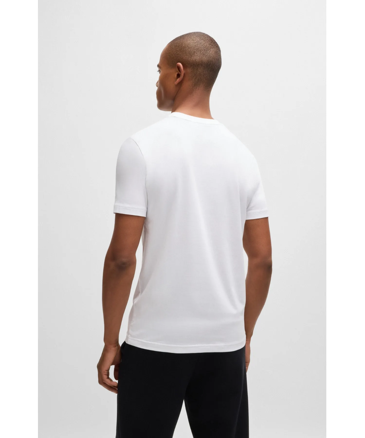 Мужская футболка с контрастным логотипом BOSS Green stretch cotton темно-blue — фото 2