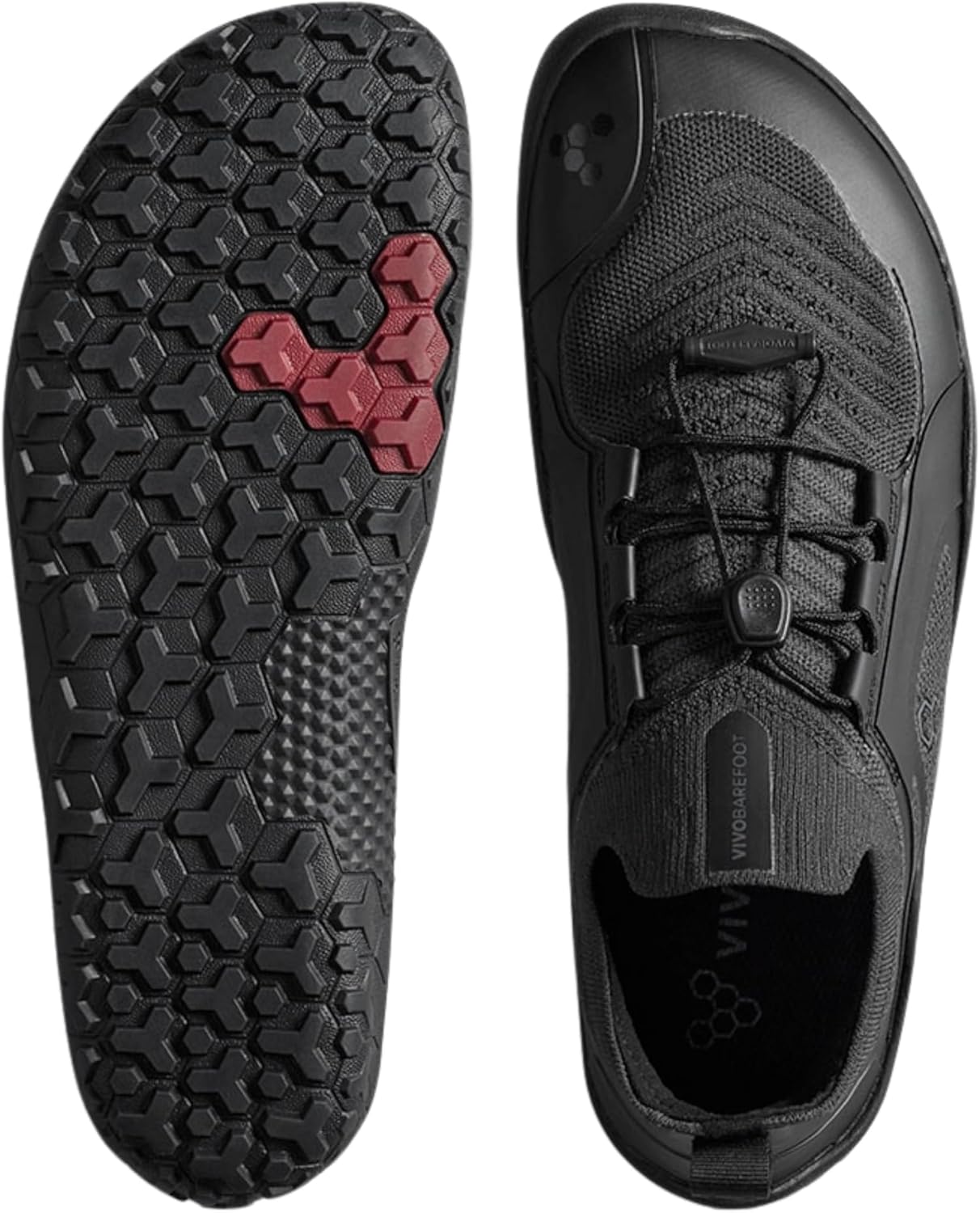 Мужские дышащие внедорожные кроссовки Vivobarefoot Primus Trail Knit FG с подошвой для твердого грунта, предназначенные для езды, Obsidian/Obsidian — фото 3