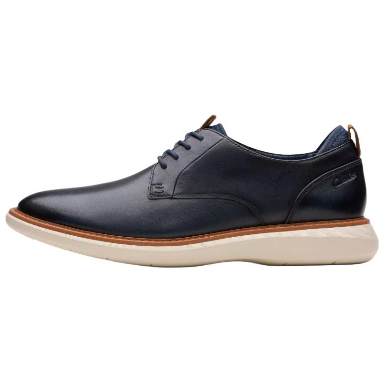 Clarks Brantin Plain Leather Casual Shoes мужские морской синий — фото 3