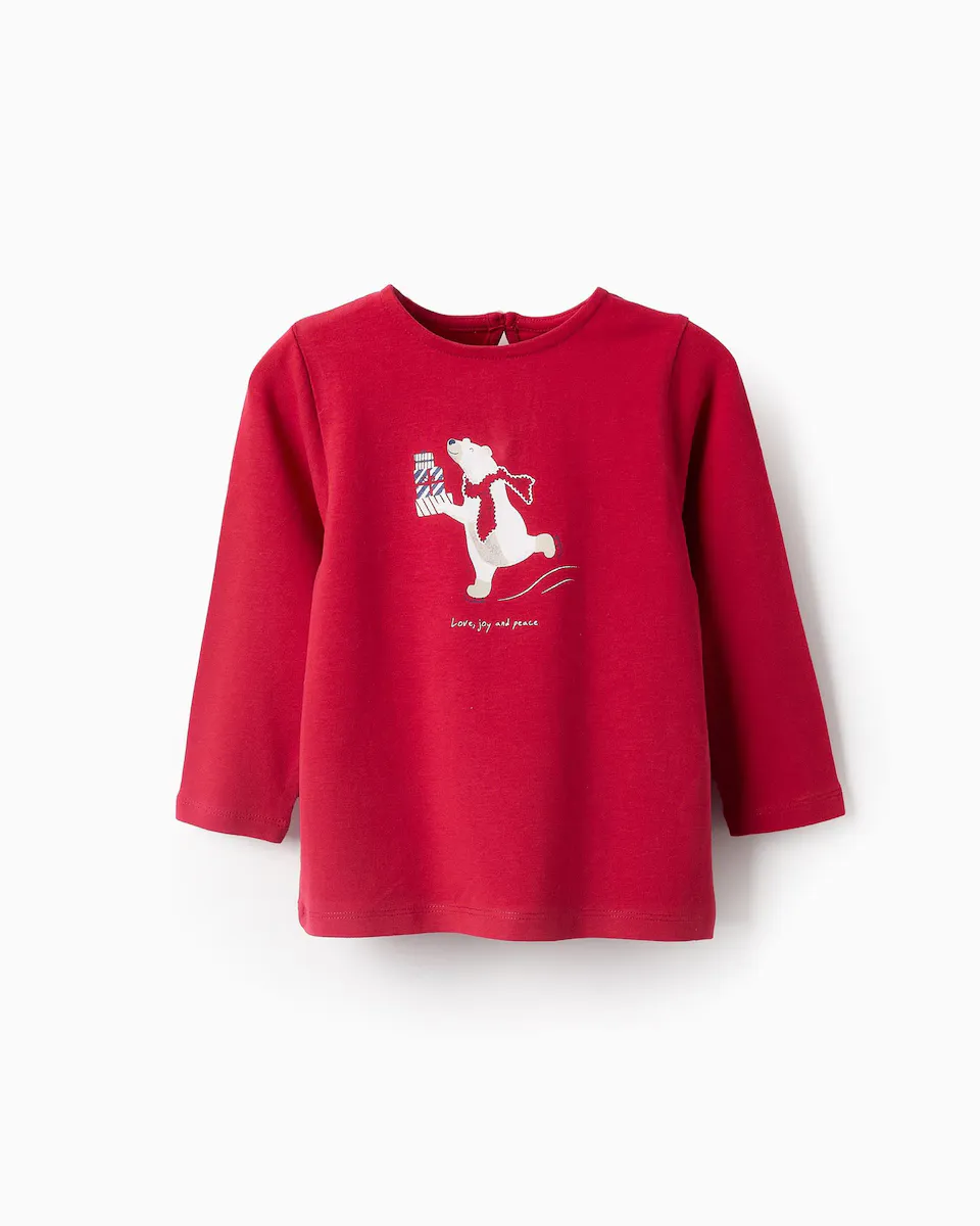 

Красная футболка с длинными рукавами для девочки Zippy