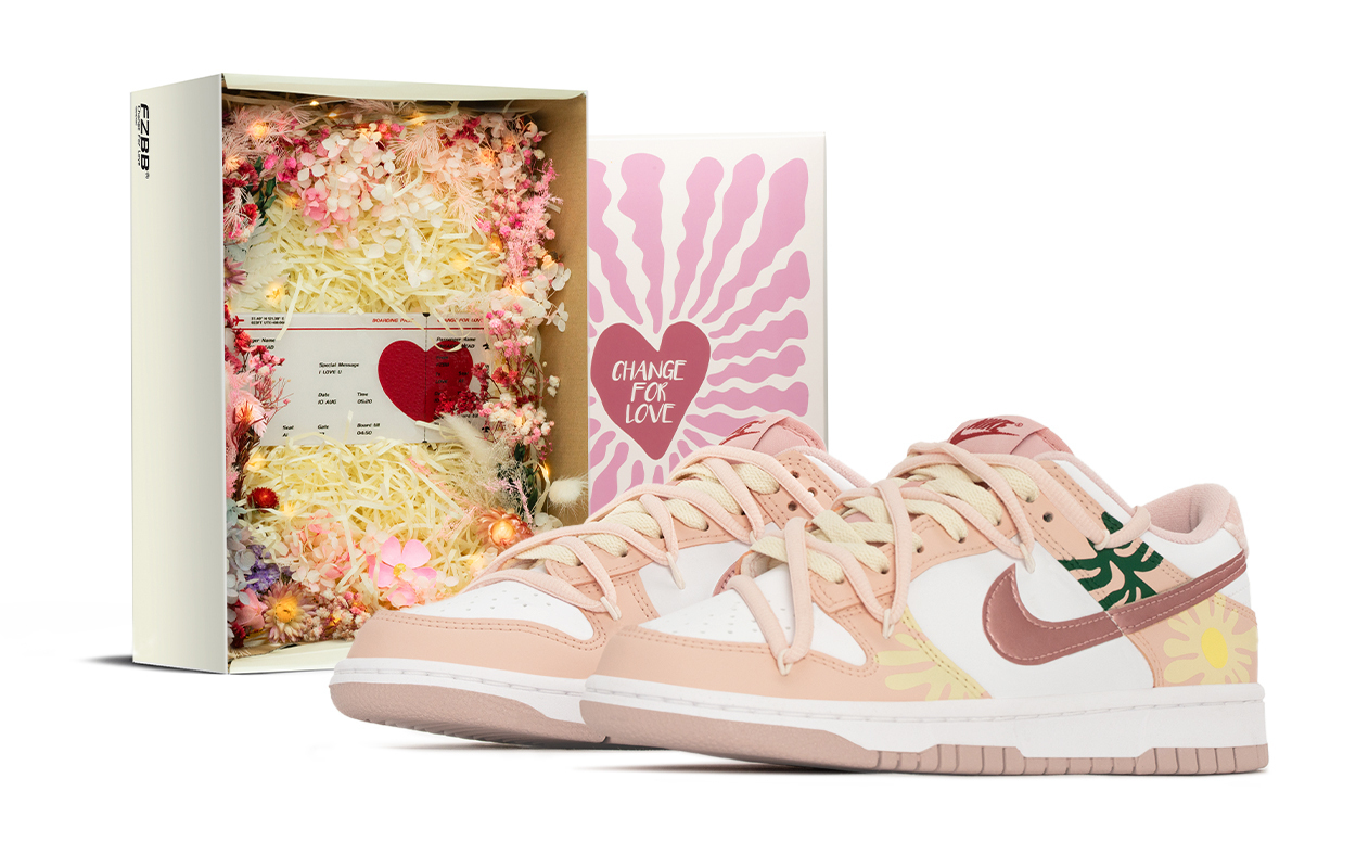 

Nike Подарочные dunk flower low top детские скейтбординг кроссовки pink white для подростков