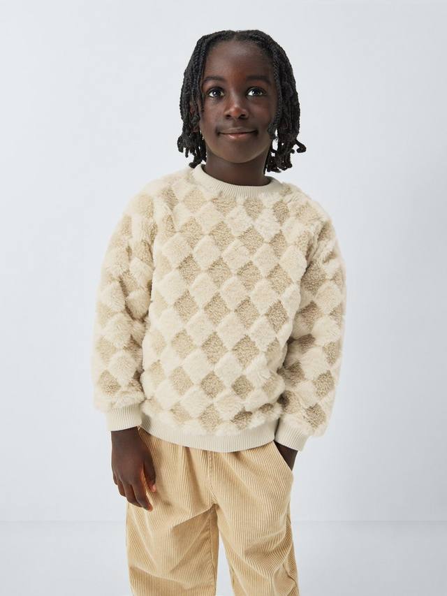 

Детский свитшот с ромбовидным узором из букле John Lewis, Natural