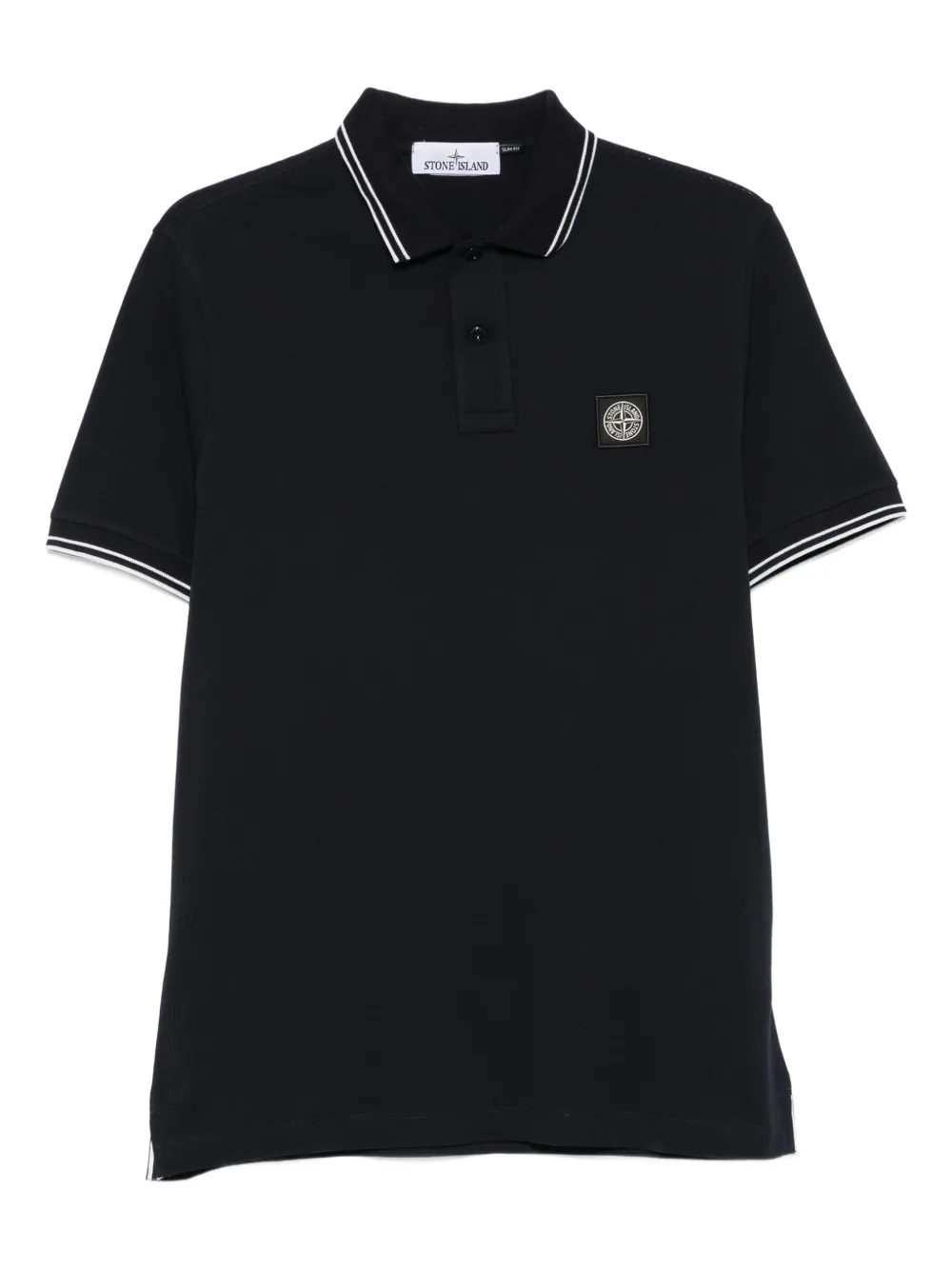 

Рубашка-поло с ребристым воротником и нашивкой-логотипом Stone Island, синий
