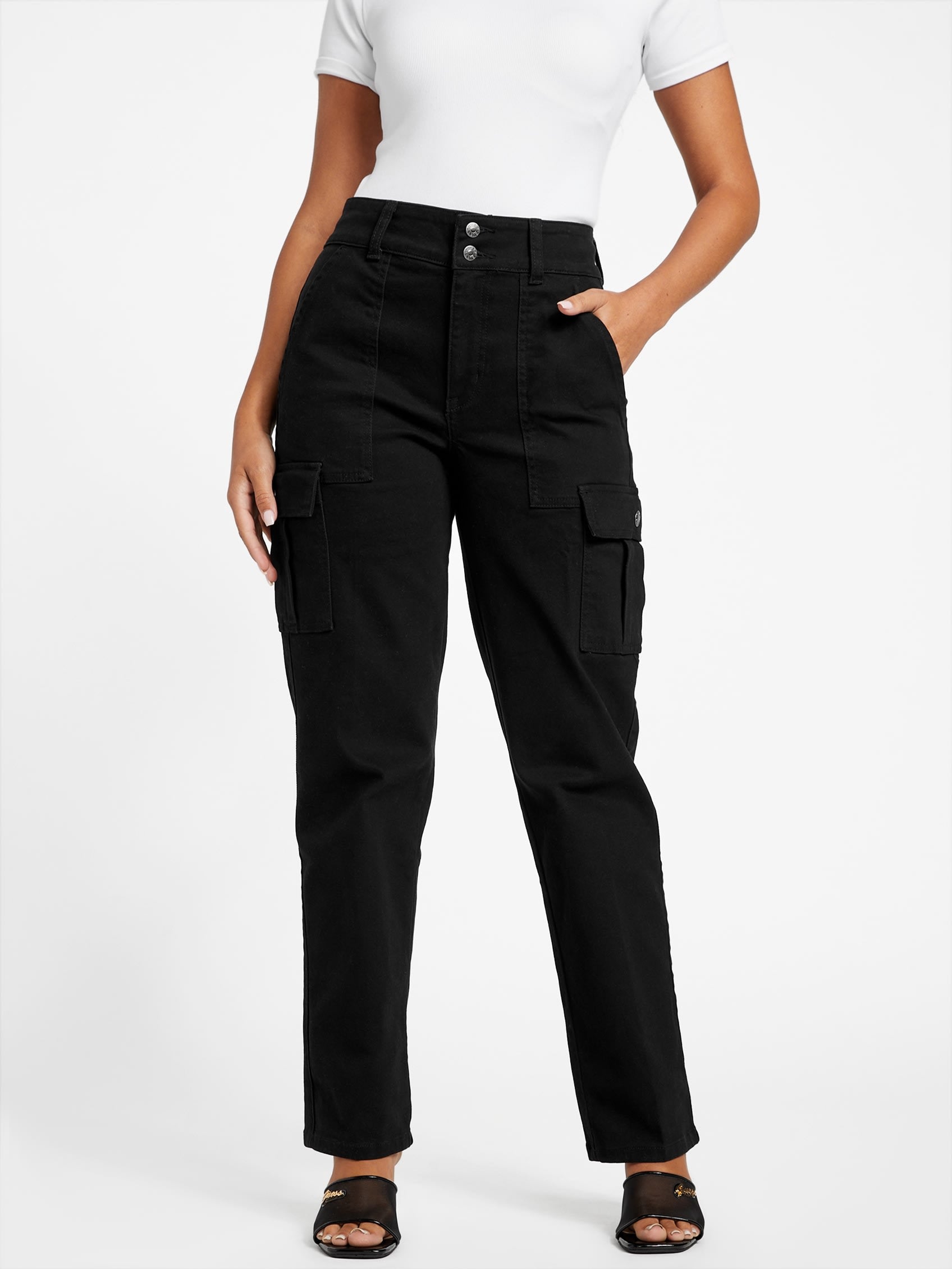 

Джинсы-карго Hailey с высокой посадкой Guess Factory, черный