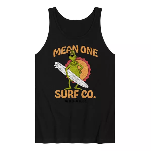 

Мужская майка с принтом «Доктор Сьюз, Гринч, Mean One Surf» Licensed Character, черный