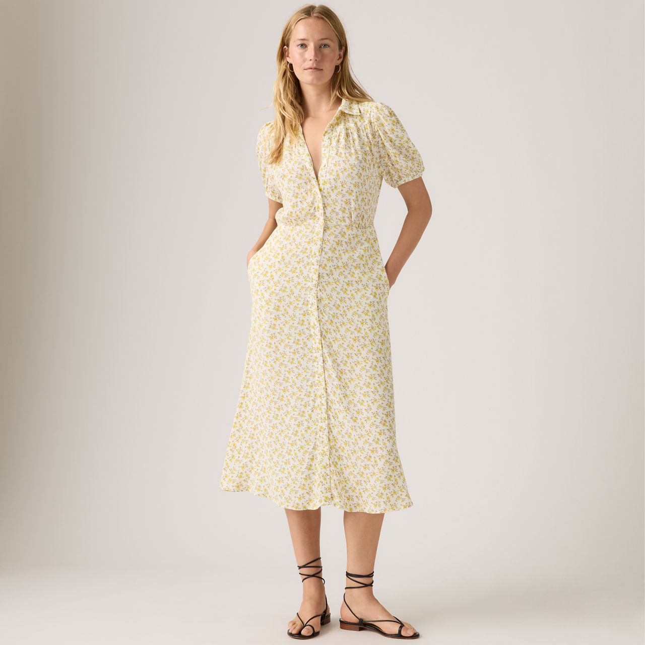

Платье-миди Rosa с короткими рукавами Levi's, Cloud Dancer Floral - Yellow