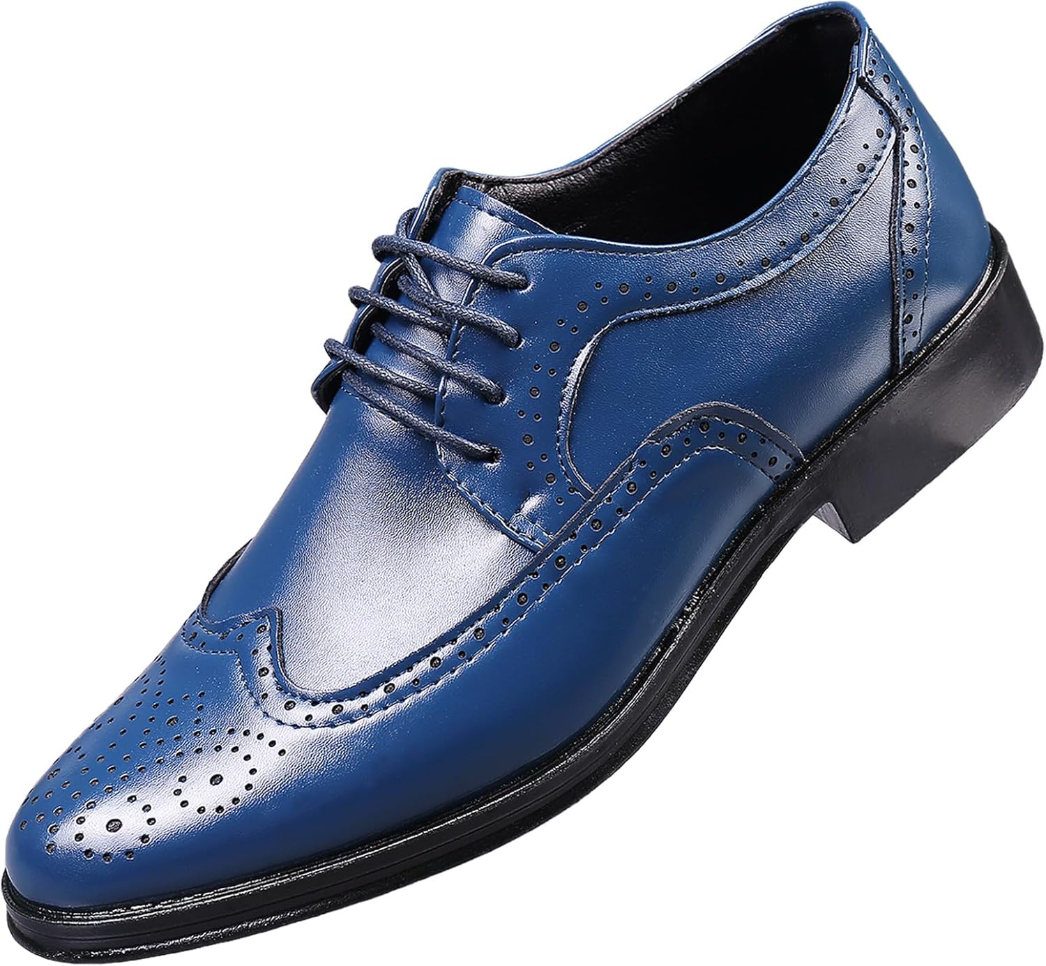 

Мужские классические оксфорды на шнуровке с крыльями, кожаные туфли, формальные дерби для работы, деловых встреч, выпускного и свиданий Generic, синий