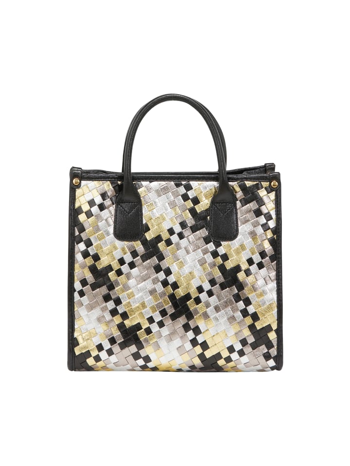 

Женская сумка-тоут белого, черного и желтого цветов faina