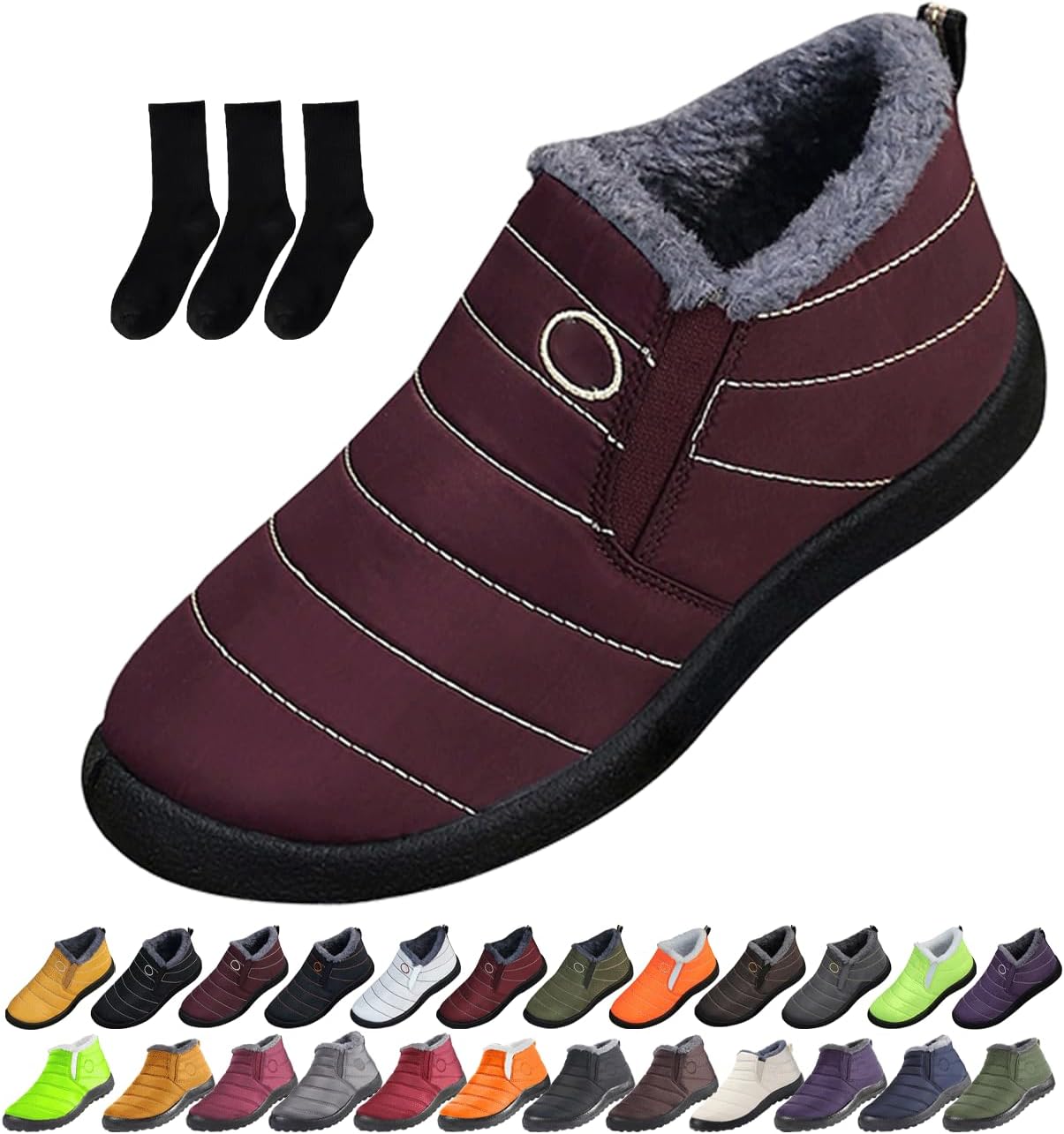 

Женские и мужские снежные ботинки, утепленные ботильоны для снега, удобные легкие кроссовки, теплая и комфортная обувь на зиму Generic, Brick Red-a 12.5 Women/11 Men