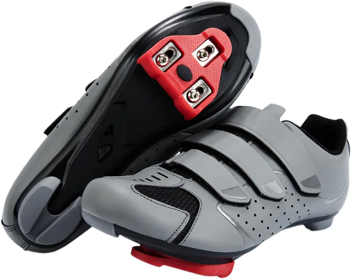 

Мужские велосипедные туфли для Peloton, размер 7-15 - совместимы с 2-болтовыми зажимами SPD, тренировочные велотуфли с 3-болтовой системой Look Delta - для езды на велотренажере и на улице ZOKSOVE, серый