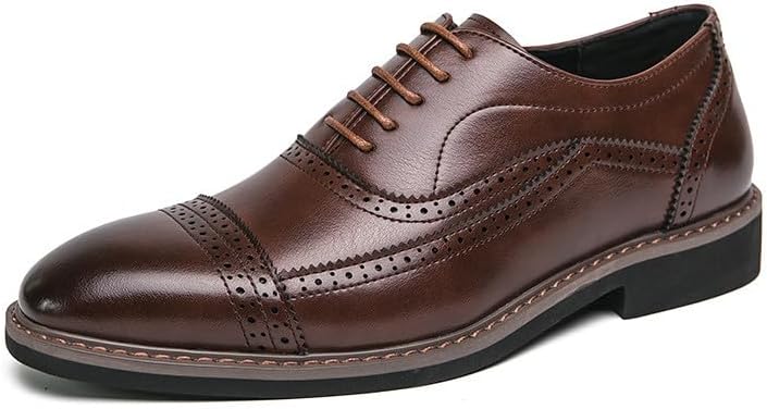 

Мужские оксфорды Santimon с крыльями и брогированием, кожаные туфли на шнуровке для офиса, свадеб и повседневных мероприятий, черные/коричневые