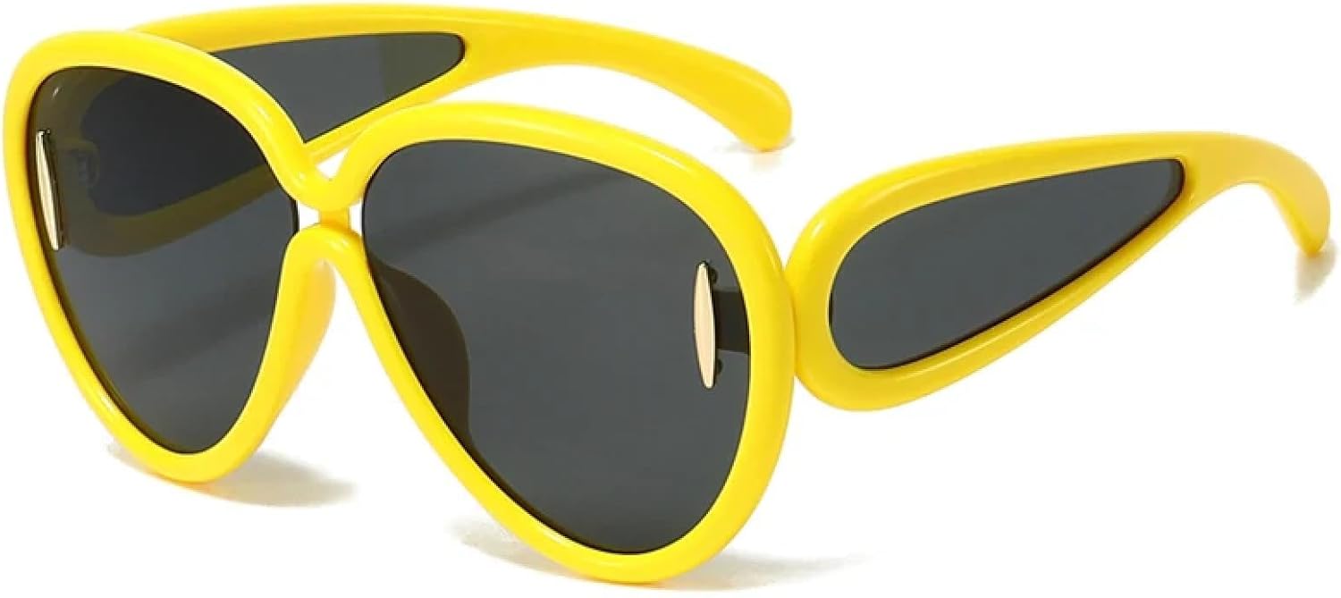 

Спортивные солнцезащитные очки большого размера в стиле стимпанк для женщин и мужчин, очки с индивидуальным дизайном, роскошные очки для женщин, защитные очки от УФ-излучения UV400 TKKTLLT, Yellow Gray