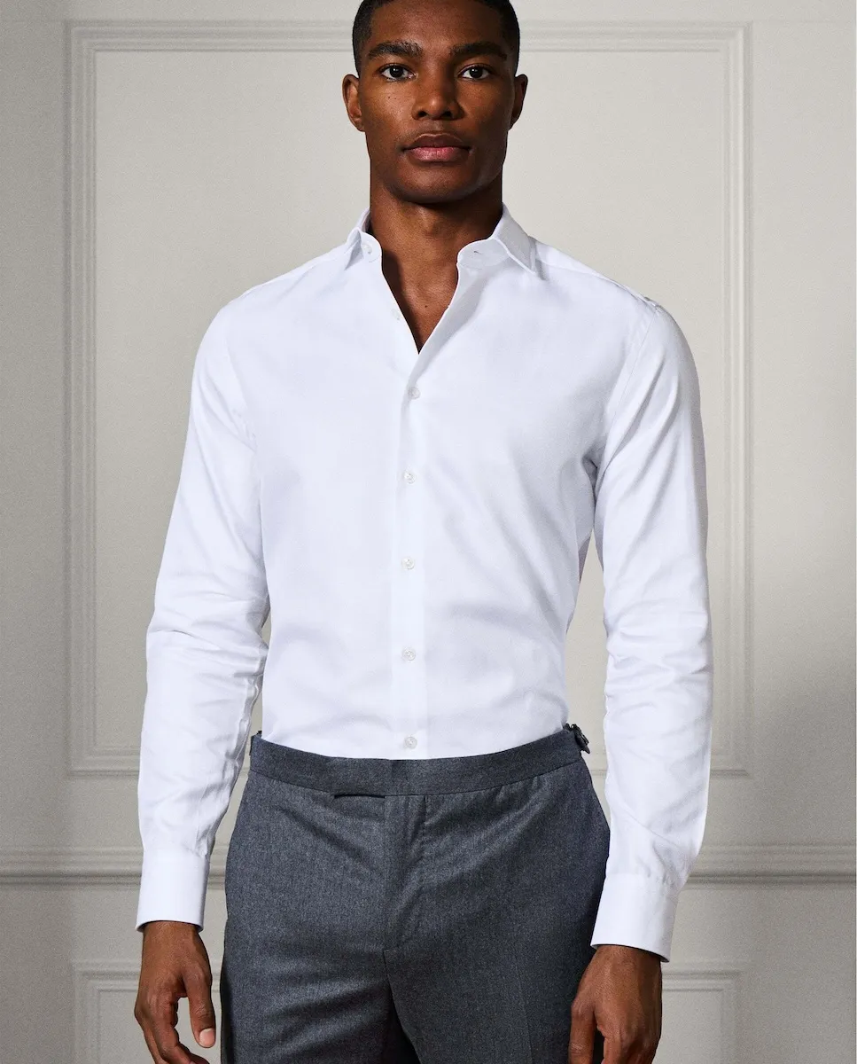 

Мужская формальная рубашка из саржи, приталенного кроя Hackett, белый